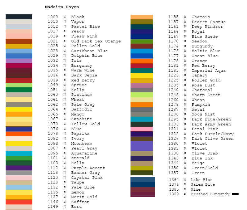madeira thread colors by number