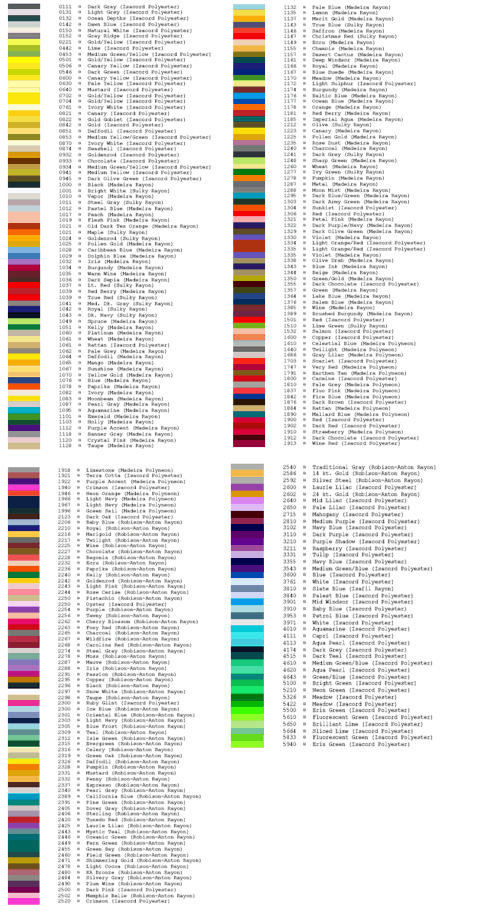Stock Thread Colors